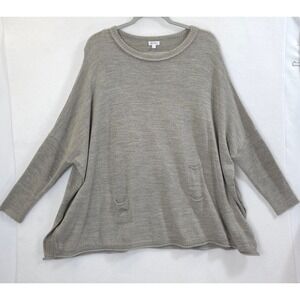 Mersea Oversized Knit Sweater Pocket Heather Gray Women OS Coastal Lagenlook